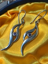 vintage 925 silver Amethyst modernist kit Heath 2003 dangle drop earrings