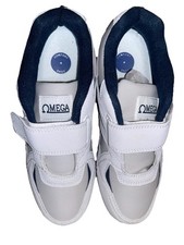 Omega Comfort Zone Men's Sneakers White & Blue Size 8.5 Hook And Loop Closure