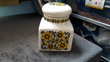 VINTAGE 1960'S TAUNTON VALE YELLOW FLOWER KITCHEN STORAGE JAR