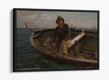 HANS GUDE, FISHERMAN FROM RUGEN -FLOAT EFFECT CANVAS WALL ART PIC PRINT