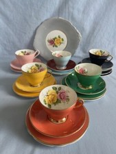 VINTAGE EDWARDIAN FINE BONE CHINA 'HARLEQUIN' 22kt. Gold HIGH AFTERNOON TEA SET