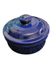 Vintage Blue Stoneware Casserole Dish with Lid – 13 cm Made in U.K. Denby Style