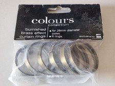 5x Packs of 6 COLOURS B&Q Burnished Brass Effect Curtain Rings 28mm Diameter