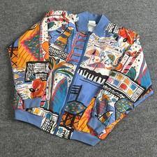 Vintage Prince Sportswear Jacket Mens Medium Colorful Abstract Beach Print 80s