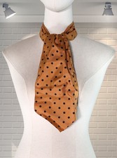 Vintage Gold & Black Cravat Scarf Polka Dot Ascot Goodwood Mod Scooter Boy