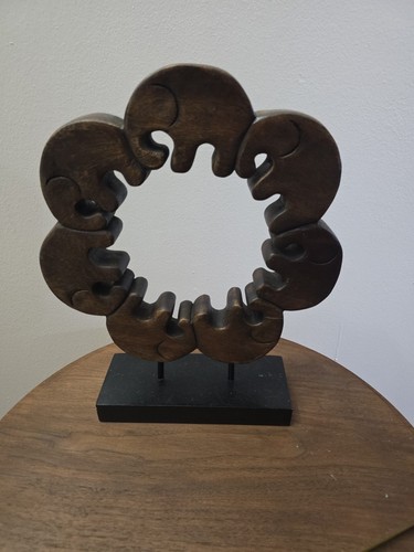 Wooden elephant table - wooden,