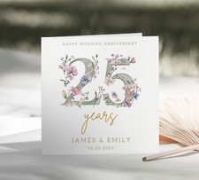 25th Silver Wedding Anniversary Personalised Card For 25 Years Together (173)