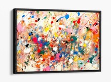 ABSTRACT POLLOCK MONET STYLE PAINTING -FLOAT EFFECT FRAMED CANVAS WALL ART PRINT