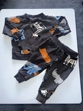 Defacto Dark Grey Safari Animal Print Outfit 6/9 Months