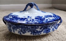 Antique Doulton Burslem Blue and White Tureen with Lid - c.1895 - Victorian