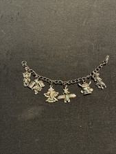 Vintage Pewter & Turquoise Indian Native American Bracelet Nice Item