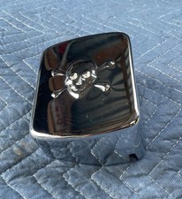 Used Custom Chrome Coil Cover with Raised Skull Motif for Harley Davidson Models