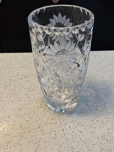 Frosted cut glass crystal vase - frosted,