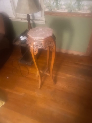 Antique carved wood octagonal - carved,