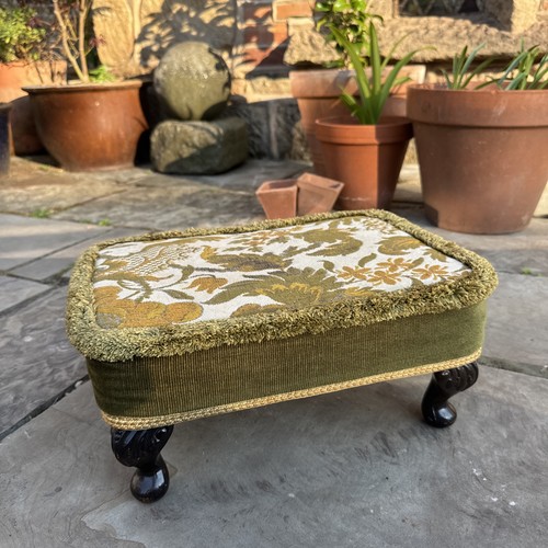 Vintage footstool green with - vintage,