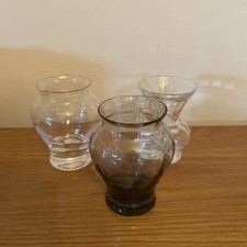 Dartington Glass Posy Vases Set Of 3 Clear And Smoked.