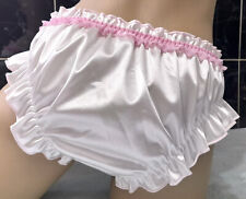 Silky White Satin Frilly Knickers  Brief Panties  S 10/12 - US 6