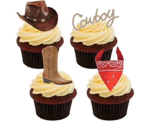 Cowboy edible cupcake - cupcake, toppers
