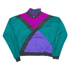 SEASON TICKET Colourblock Womens Sweatshirt Green Collared XL