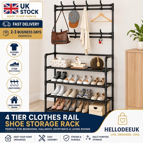 Tier clothes rail shoe rack - 4,