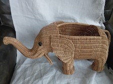 20"x10" Wicker Elephant Planter Stand Storage Basket Toys Pot Plant Holder