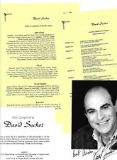 DAVID SUCHET POIROT HAND SIGNED PHOTO CAREER SHEET POIROT LIST COMP SLIP 4 ITEMS