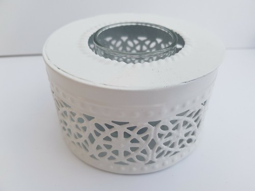 White metal candle holder - candle,