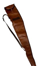 Vintage Brown Leather Rifle Shotgun Case 52" With Strap Hunting Storage Slip