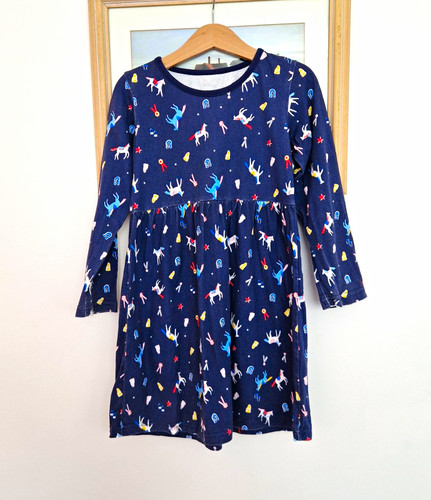 Girls navy horse print dress - girls,