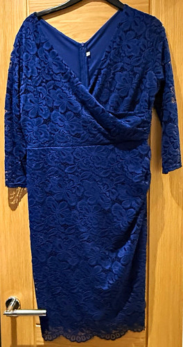 Women blue floral lace shift - blue,
