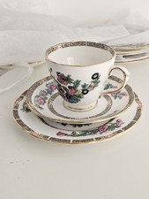 Duchess Bone China Tea Set x6 Cups Saucers Plates Floral Gold Trim England