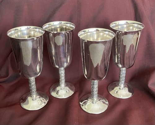 Silver plated wine goblets - silver,