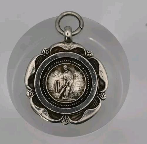 Antique silver cricket fob - silver,