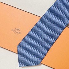 Hermes Silk Tie Blue Excellent