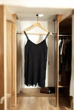 Zara Basic Black Layered Fringe Dress Size S