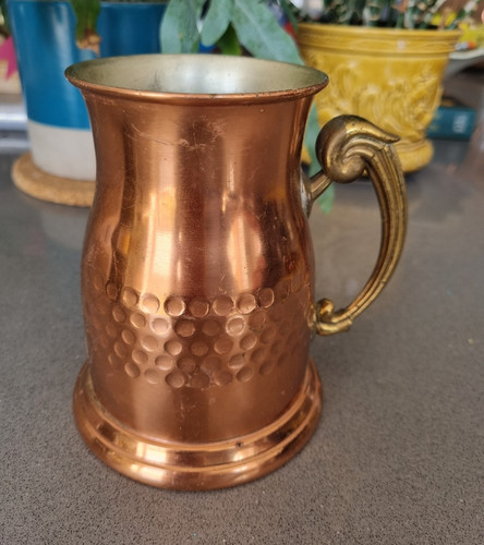 Solid copper tankard mug - copper, brass