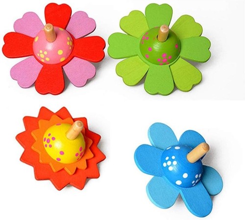 Colourful wooden flower - 4x,