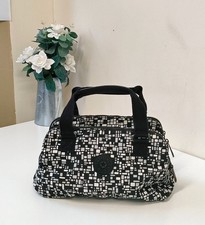 Kipling Twin Handled Handbag Black White Grey 28x19x14cm EX COND✅ Freepost UK✅