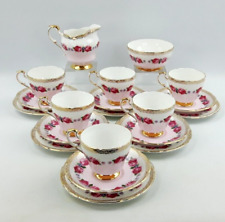 Paragon Pink & White 20 Piece Bone China Tea Set - Floral Roses Vintage