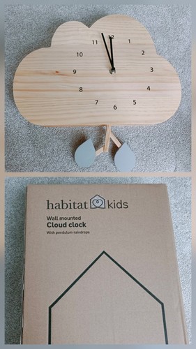 Wall clock wooden - wooden, cloud