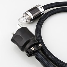 Silver Plated OFC Hifi Power Cable Carbon Fiber Rhodium Plated AC UK EU Plug