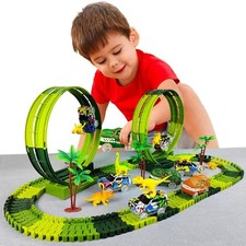 Magic Climbing Electric Dinosaur Car Track Set – Flexible Railway Flash Light