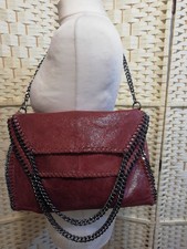 Genuine Leather wine shoulder/tote bag with chain detail-very good condition