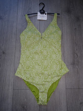 M&S MARKS & SPENCER GREEN MIX SECRET SLIMMING SWIMMING COSTUME UK SIZE 14 LONG