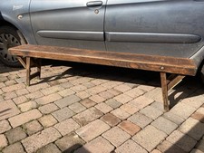 VINTAGE OAK SCHOOL BENCH TRESTLE SEATING FOLDING 4 available
