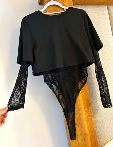 Shein black lace stretch one - lace,
