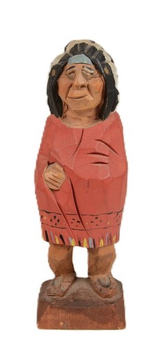 Vintage wood carved indian - wood,
