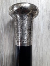 Ebonised Silver Topped Walking Cane