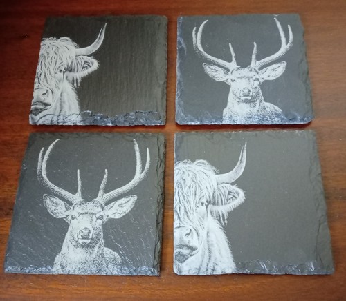 Slate coaster set featuring - slate,