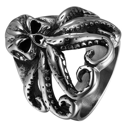 Retro octopus skull ring - octopus,